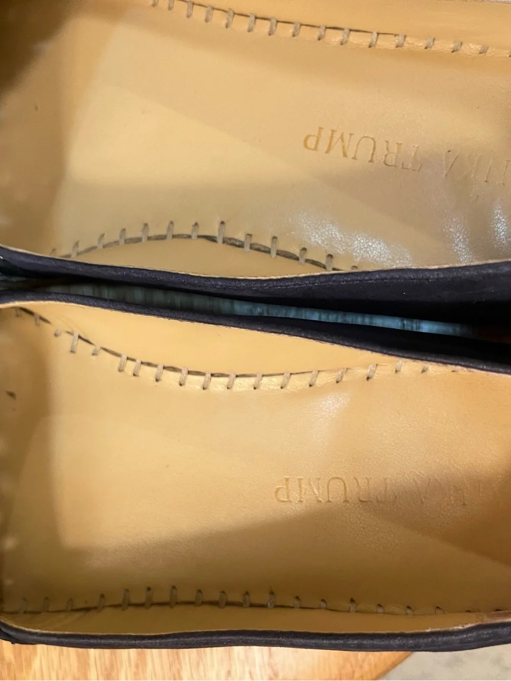 Ivanka Trump Embroidered Navy Espadrille Flats with Lt Blue & Neutral Stitching